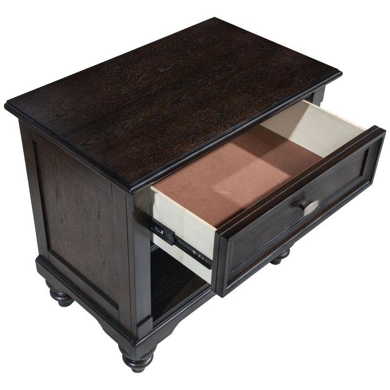 Guanciale 1-drawer Nightstand Bedside Table Dark Oak