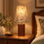 Lampe de table en tissu de noyer floral 6 pouces avec gradation à 3 niveaux pour une ambiance de chevet rétro