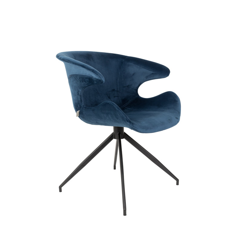 Chaise avec accoudoirs rembourrée, bleu