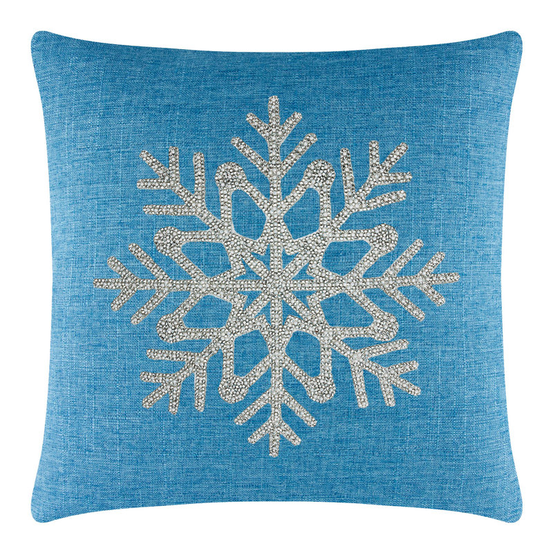 Coussin Sparkles Home | Motif strass | Faux perles | Rempli de plumes | Tailles personnalisées, 16 po x 16 po, Bleu