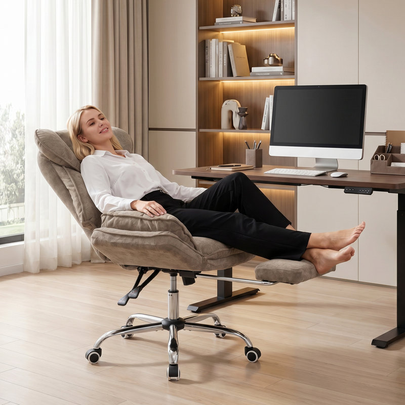 Fauteuil de bureau inclinable grande taille, Brun