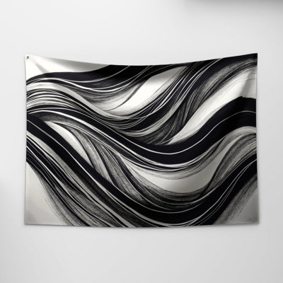 Tapisserie murale horizontale rayée blanche et noire