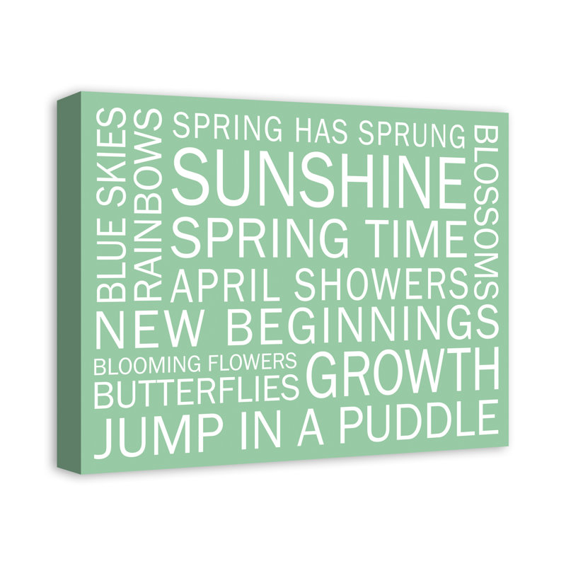 Dictons du printemps - On, H 16 po x l 20 po x P 1,25 po, Vert