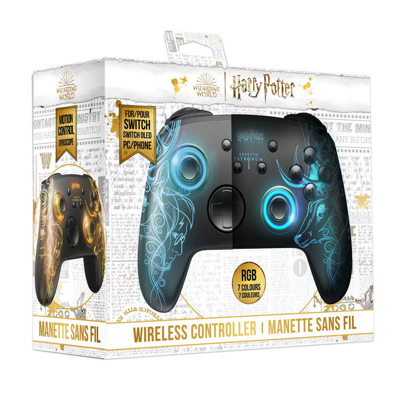 Freaks and Geeks Harry Potter RGB Wireless Controller for Switch - Patronus Black