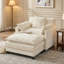Fauteuil d'appoint surdimensionné en chenille avec repose-pieds-1219660612