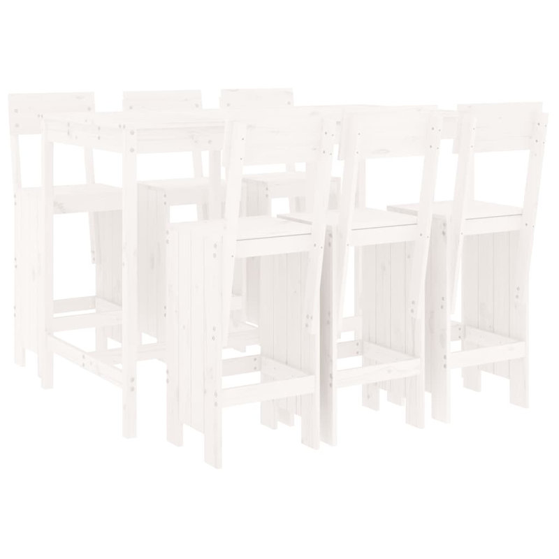 Ayron Brayden Studio Bar Set with Wood Frame and Solid Wood Outer Material, White