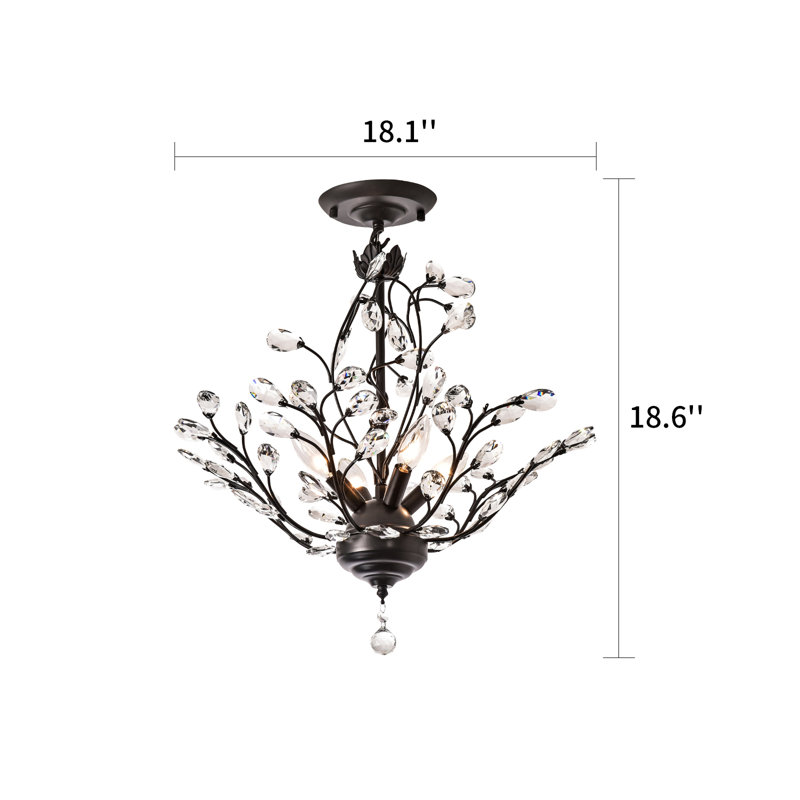 Darcey 4 - Light 18.1" Unique Flush Mount with Crystal Accents