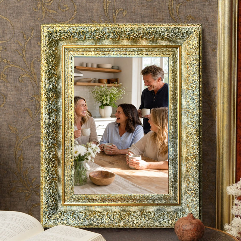 Cadre photo poli antique 3 pièces 5 "x 7" avec support de table et crochets muraux, Or antique, 3, L 5 po x H 7 po