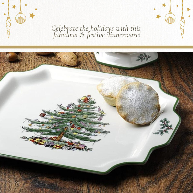 Spode Christmas Tree Square Handled Platter 12.5"