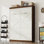 Lit escamotable mural avec lumières DEL, sans sommier, pour bureau à domicile, blanc antique et brun rustique
