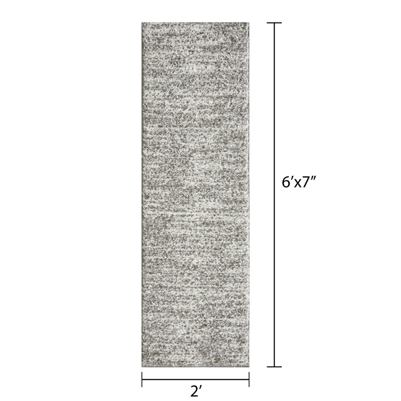 Tapis d'intérieur gris en polyester tissé à la machine Eliot, Tapis de couloir 2 pi x 6 pi 7 po
