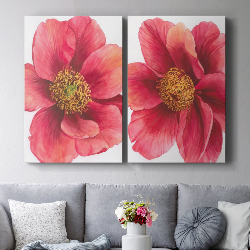 Pivoine arborescente I - Toile tendue avec châssis de qualité supérieure - Prêt à être accroché, H 48 po x l 64 po