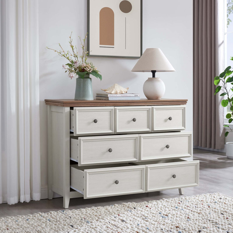 Commode moderne à 7 tiroirs, commode à tiroirs et rangement pour vêtements, armoire de rangement pour le salon, rangement pour la commode BEIGE