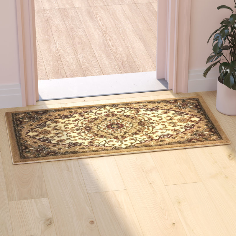 Damora Multipurpose Persian Style Olefin Medallion Motif Area Rug, Rectangle 2' x 3'