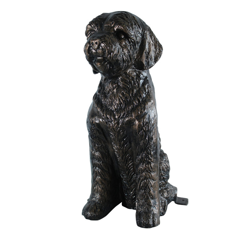 Statue de chien Nendao en aluminium Goldendoodle avec détail de fourrure bouclée - Sculpture pour animal de compagnie de style bronze pour l'intérieur et l'extérieur - 21 po x 11 po x H 27 po