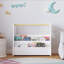 Bibliothèque pour enfants avec poignée en bois, bibliothèque pour tout-petits à 2 niveaux faisant face à l'avant, organisateur de rangement pour livres portable pour chambre à coucher, salle de jeux, chambre de bébé ou salle de classe