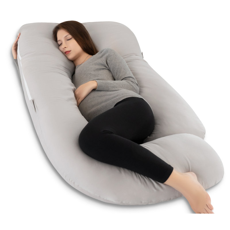  Pregnancy Pillow, Full Body Maternity Pillow 55 Inch, With Removable Washable Cover - Sleep Support For Legs, Back, Neck, Shoulder, Hips, Belly For Pregnent (Cooling Cover)