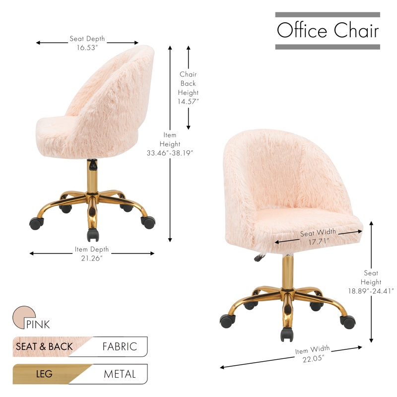 Chaise de travail Colin, Rose