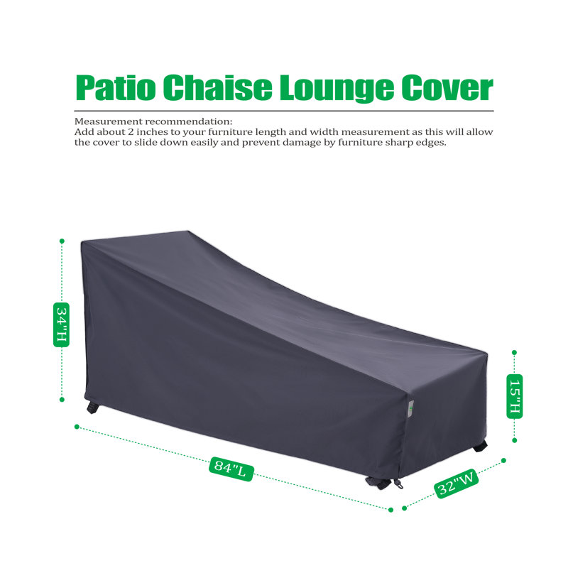 Premium Waterproof Outdoor Patio Chaise Lounge Covers : Latest Rip-Stop Fabric, 3-Year Warranty, 34" H x 84" W x 32" D, Gray