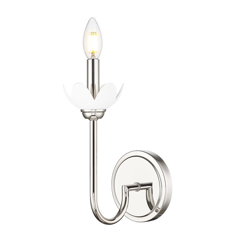 Applique murale texturée Burgett, Une lumière, Nickel poli, H 11,5 po x l 5,25 po x P 7,5 po