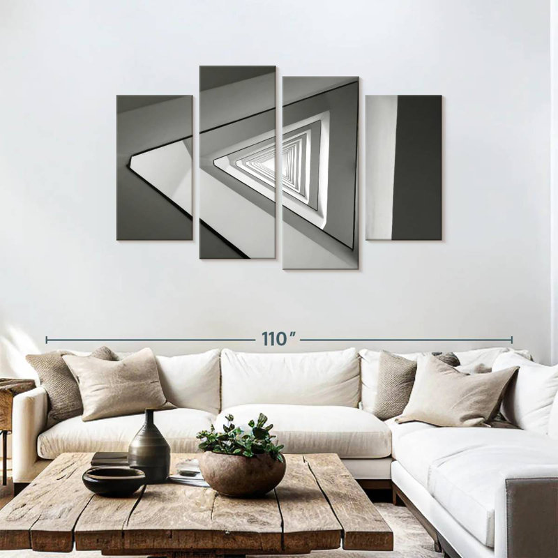 Lilie Infinite Gray Triangles, 48" H x 75" W