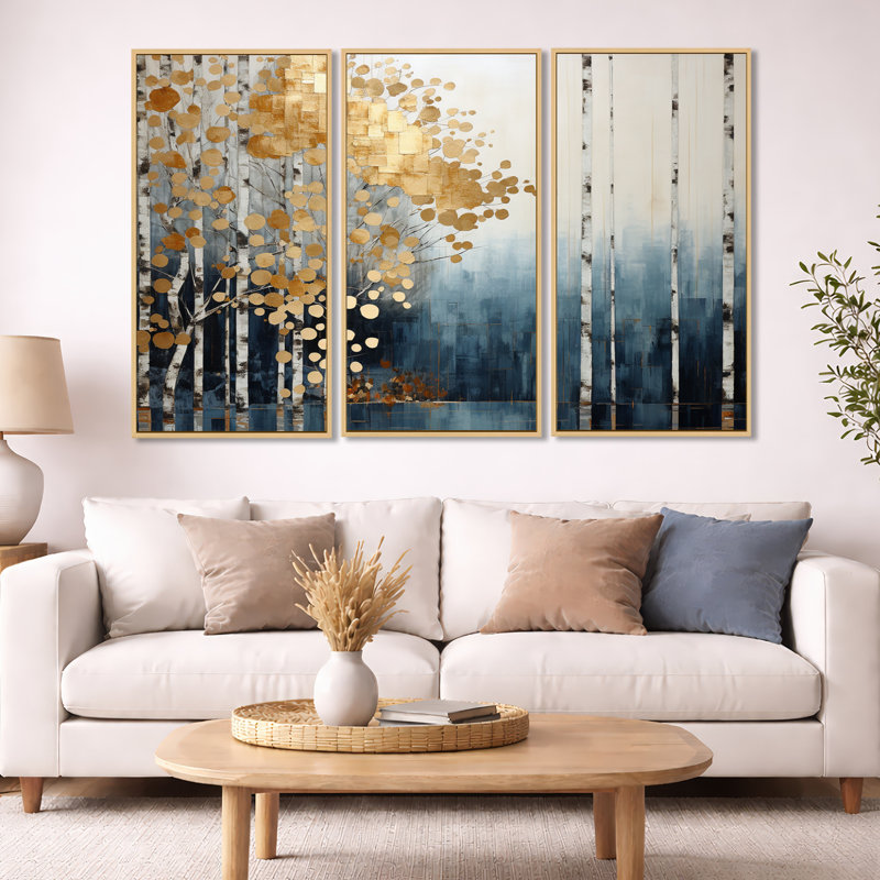 Ensemble de salon Fellner - Forest Wall Art, Cadre flottant doré, H 40 po x l 60 po x P 1 po