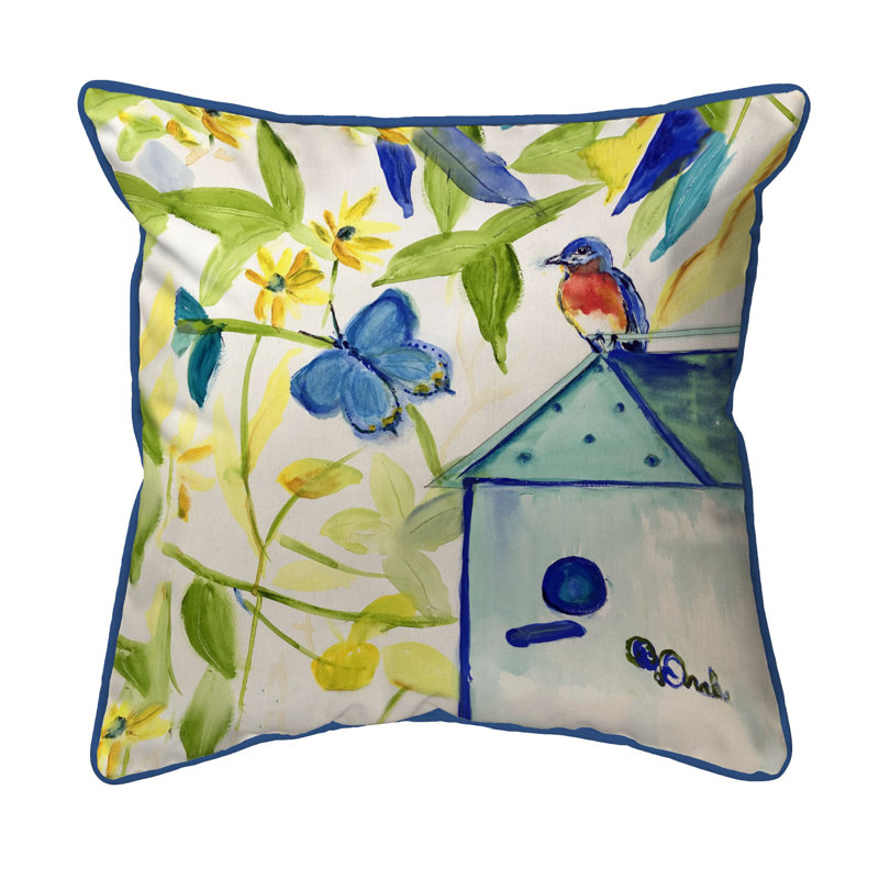 Coussin intérieur / extérieur Blue Bird House, 18 po x 18 po