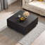 Table basse carrée noire avec 4 tiroirs - Accent noyer, design moderne compact 33,25 "