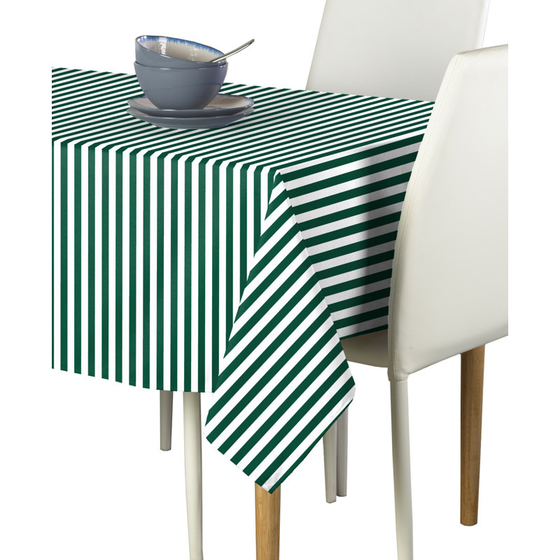 Green Striped Tablecloth 104" x 60", 104" L x 60" W, Green
