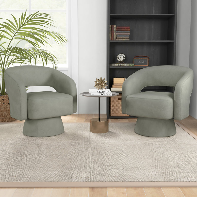 Fauteuil demi-tonneau pivotant l 27,8 po, Microfibre/microsuède gris