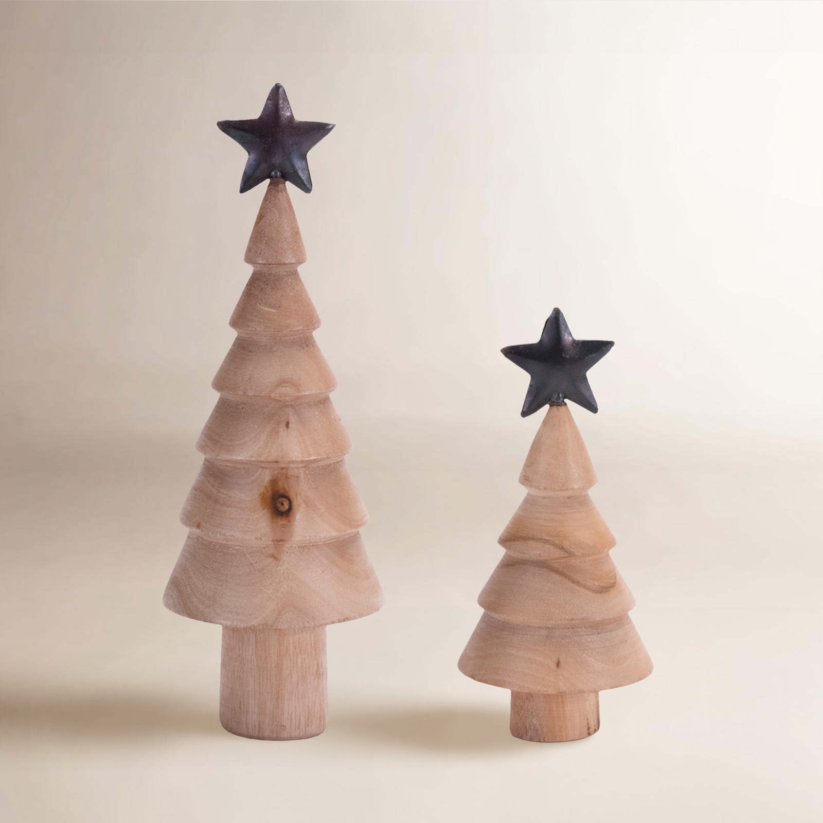 2-Piece Natural Wood Tabletop Tree Set