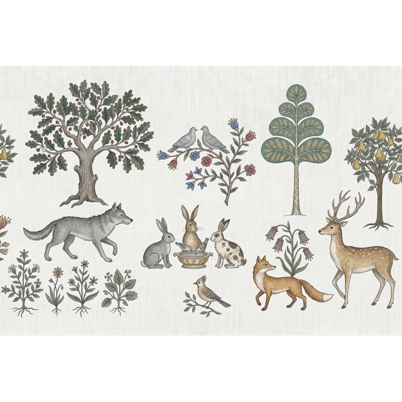 Papier peint Woodland, 140 po x 108 po, Peler et coller