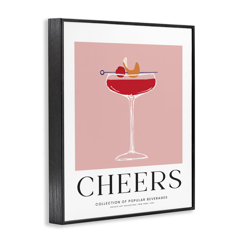 Giclée encadrée Minimal Cheers, H 20 po x l 16 po, Giclée encadrée noir minuit