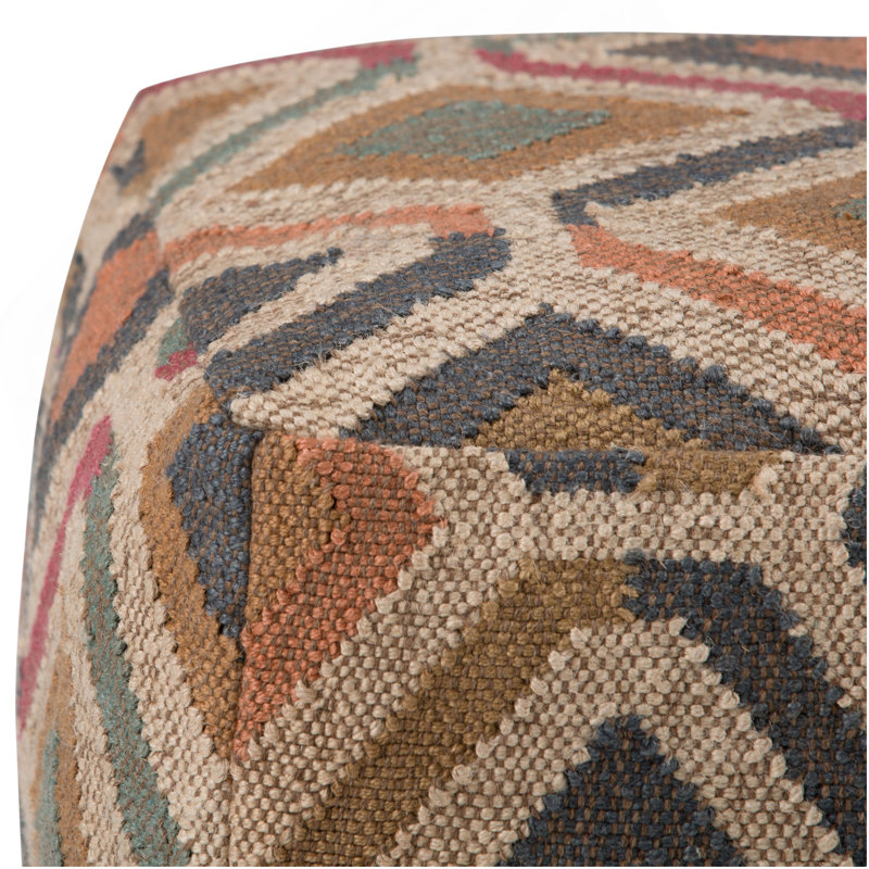 Johanna - Pouf carré - Multicolore, Tissu rouge