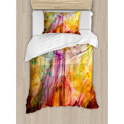 Modern Rainbow Water Painting Colored on a Canvas Painting Like Artistic Image Print Duvet Cover Set -  East Urban Home, ETHG9458 45302660