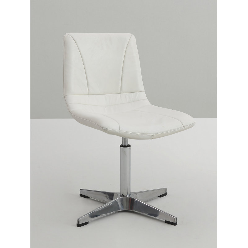 Chaise d'appoint pivotante en cuir 18 po Rodriques, Cuir véritable blanc ivoire