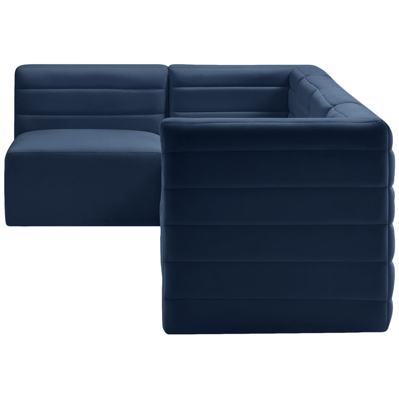 Enso Velvet L-Shaped Sectional Reversible, Navy Velvet