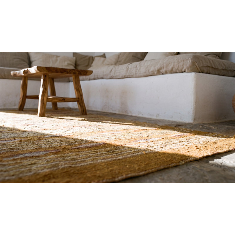 Warm Casual Antique Navajo Native American Flat Weave Rug