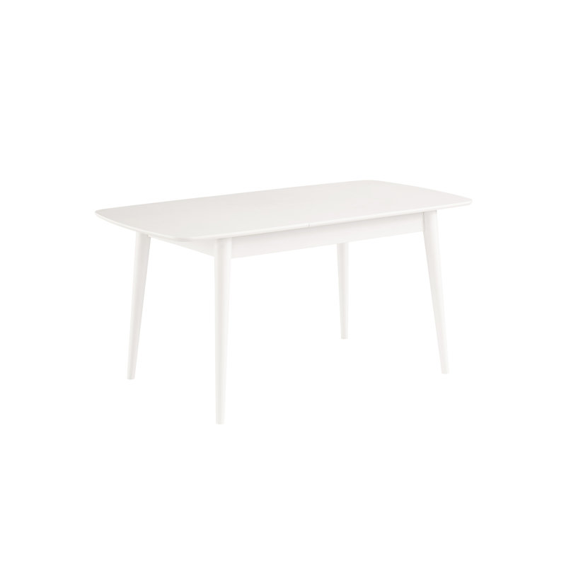 Ballentine 80 cm Extendable Beech Rectangular Dining Table with Wood Base, White, White