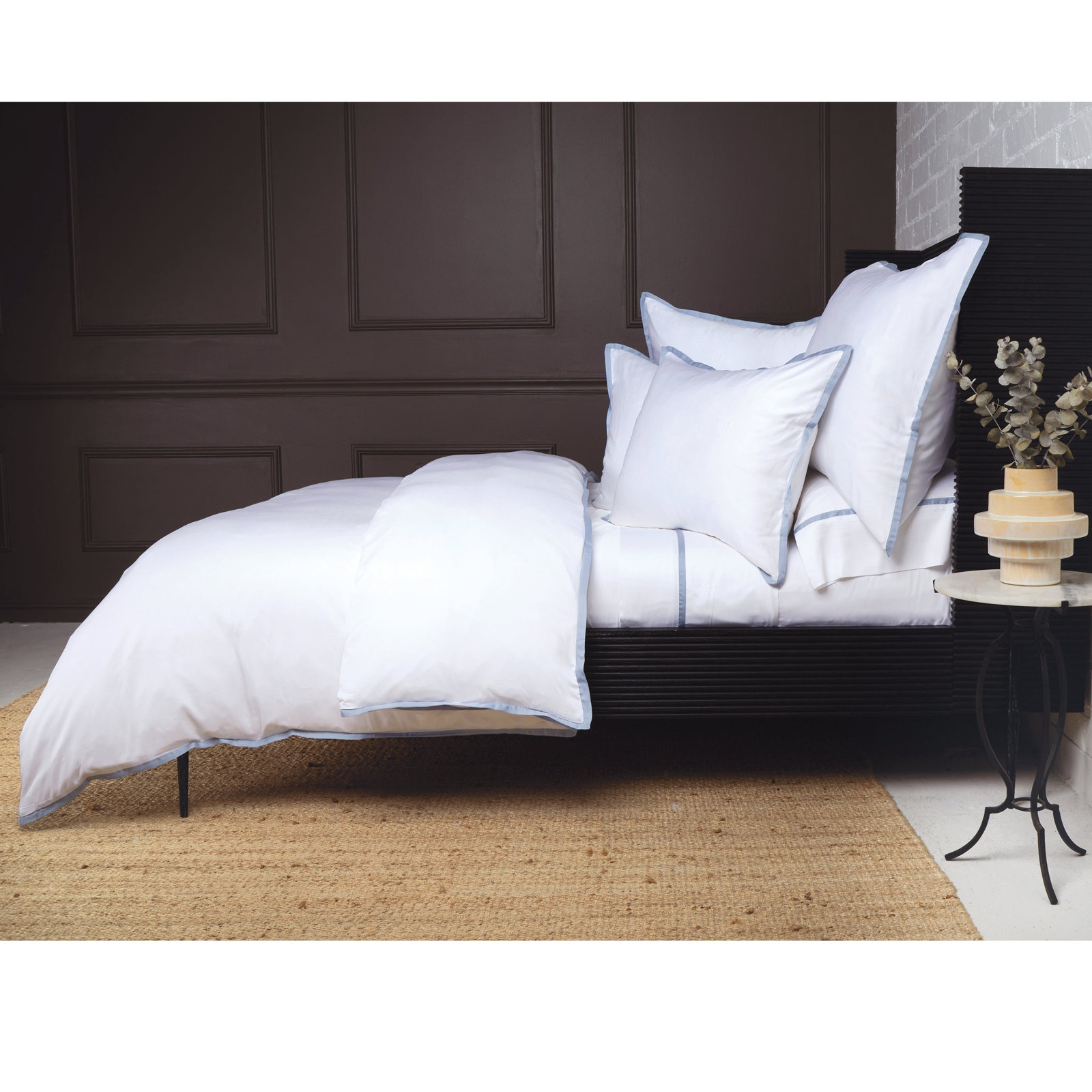 Langston Rayon Duvet Cover Set, French Blue, Twin Duvet Cover + 1 Standard Shams
