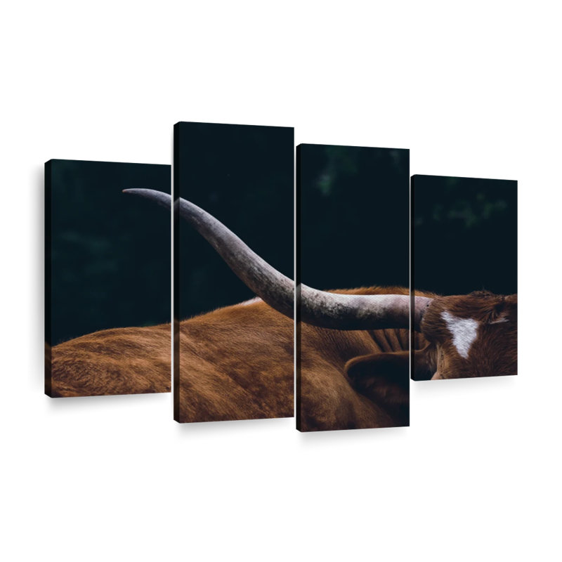 «Cow Cow Texas Longhorn», reproduction d'art sur toile, H 48 po x l 75 po x P 1,25 po