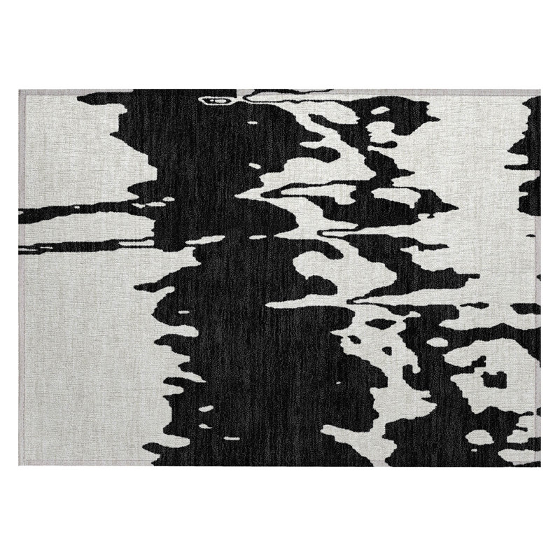 Tapis intérieur / extérieur noir lavable à la machine 1 pi 8 po x 2 pi 6 po Chayden ACN961, Rectangle 1 pi 8 po x 2 pi 6 po