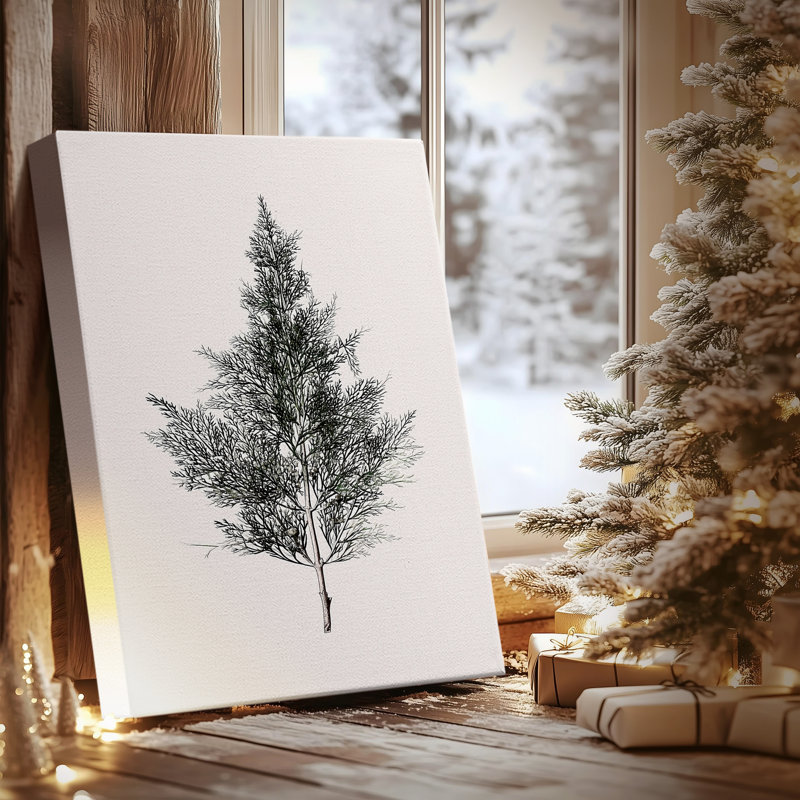 «Silver Blessing of Pines» - Toile tendue avec châssis de qualité supérieure, H 18 po x l 12 po