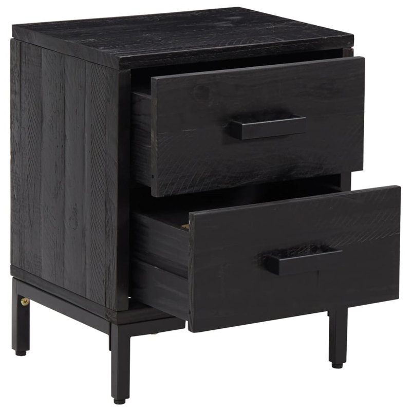 Audina 11.8'' W Solid Wood Nightstand, Black, 1, 14.2" x 11.8" x 17.7"