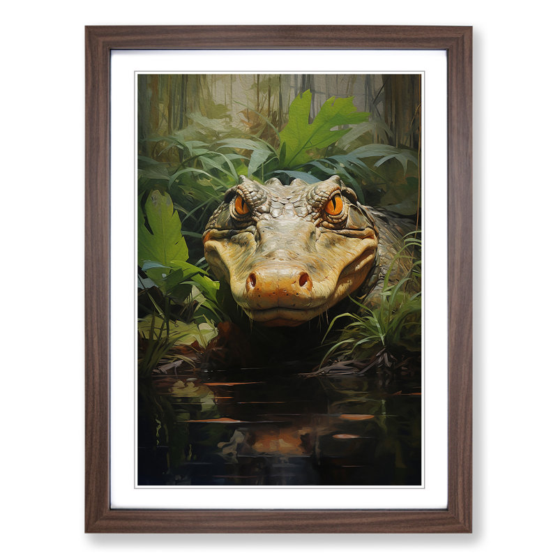 Alligator Contemporary - Framed Print, Walnut, 34cm H x 25cm W x 2cm D