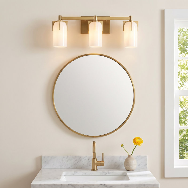 Irela 3-Light Vanity Light in Brass, Brass, 8.5" H x 24" W x 24" D, 3 Lights