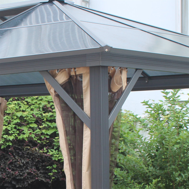 12 Ft. W x 10 Ft. D Metal Barrel Gazebo, Gray