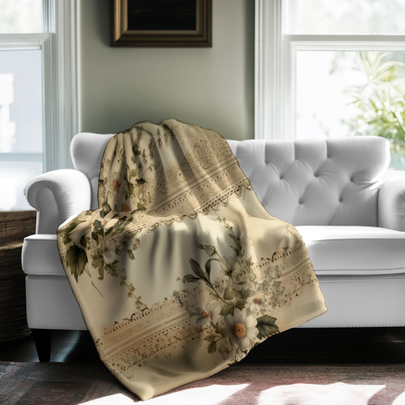 Jeté Nostalgic Lace Whispers - 1 pièce Sherpa B Premium, 50 po x 60 po