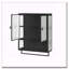 Armoire murale à porte en verre avec tablette ouverte et porte-serviettes