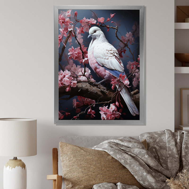 Dove Reverie II - Dove, art mural, Cadre simple argenté, H 20 po x l 12 po x P 1 po